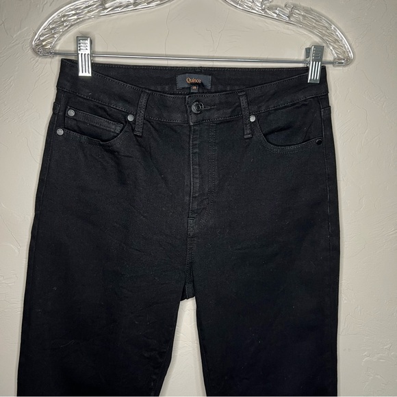Quince Bella Black High Rise Straight Leg Organic Cotton Blend Ankle Denim Jeans - Picture 6 of 12